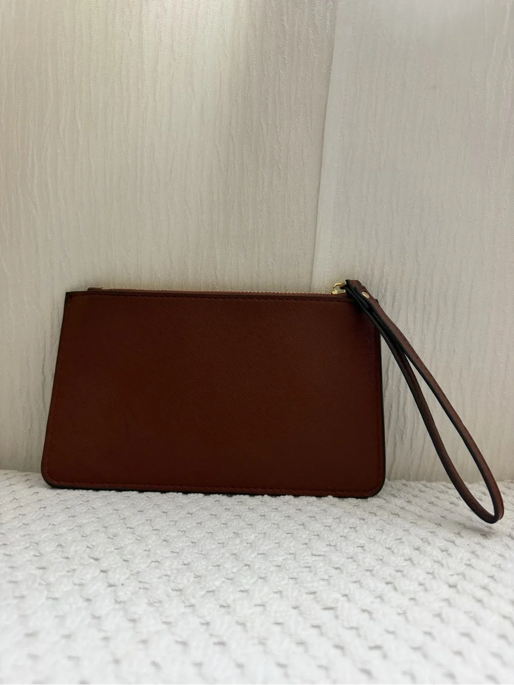 kate spade Brown Zip Wristlet with Gold Logo